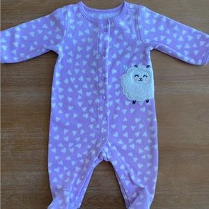 Purple Fleece Footed Pajama For Baby Girl 0-3 Months